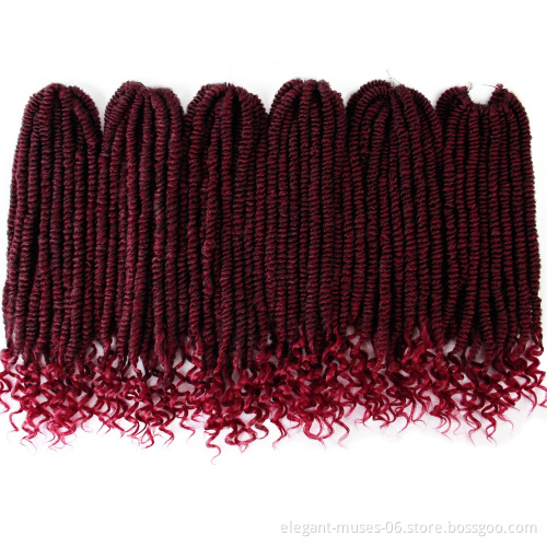 24 strands 16inches Twist Curly hair extension braids colored dreadlocks crochet braid hair Synthetic hair bulk passion tw